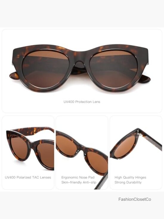 Polarized Round Sunglasses UV400 Protection Retro Cat Eye Shades